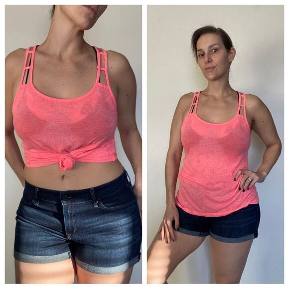 Victoria’s Secret PINK Tank Top Strappy Neon Oversized Small Burnout - Picture 4 of 12